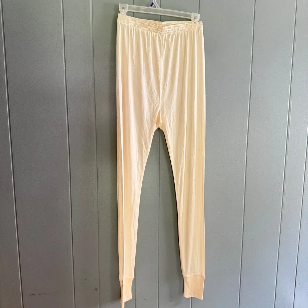 Lands‎ End Women M Cream 100% Silk Thermal Base Layer Long John Pants Gorpcore